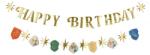 PartyDeco S. r. o Banner Harry Potter, Happy birthday, arany, 200 cm