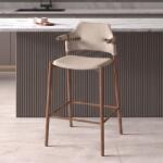 AC Atelier Scaun de bar modern cu sezut si spatar din piele regenerata Sand (AC 4253)