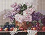 Ideyka Set goblen cu diamante, cu sasiu, Cos cu flori si fructe, 40x50 cm (AMO20069)