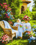 Ideyka Set pictura pe numere, cu sasiu, Ceai in gradina inflorita, 40x50 cm (KHO6471)