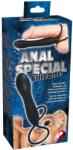 You2Toys Anal Special Silicon Negru Dildo Anal cu 2 Inele pentru Penis și Testicule Dildo