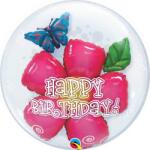 LufiParty Dupla Bubble Lufi, Lufiban Lufi Virággal 61cm
