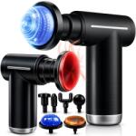 Linomag Aparat pentru Masaj Profesional Tip Pistol Linomag®, cu Compresă Caldă & Rece, 6 Viteze, 6 Capete de Schimb, 3500 rpm, LCD, baterie 1800mAh, ultra silențios, Recuperare Musculara si Relaxare, Negru (p Aparat de masaj