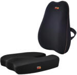 Linomag Set 2 Perne Ortopedice Linomag®, Perna lombara completa & Perna sezut suport coccis din spuma cu memorie, Negru (poset)