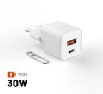 FIXED Încărcător de rețea FIXED Mini GaN cu ieșiri USB-C și USB, compatibil cu PD, 30 W, alb (FIXCG30M-CA-WH)