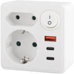  Adapter földelt aljzattal Euro aljzattal és 3 USB porttal be/ki kapcsolóval
