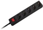  Prelungitor 5 prize Schuko cu impamantare, cablu 3x1.5mm2, lungime 1.5m, intrerupator ON/OFF, protectie prize pentru copii, negru, OL5G15 (OL5G15)