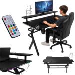 Ikonka Home Birou de gaming cu suprastructură și iluminare LED RGB 120 × 60 cm IK-KX2638 (KX2638)