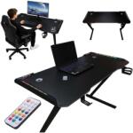 Ikonka Home Birou de gaming cu iluminare LED RGB și suporturi pentru căști și pahar, 120 × 60 cm IK-KX2639 (KX2639)