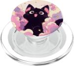 Popsockets Black Kawaii Cat Pastel Pink Retro Cloud PopSockets PopGrip MagSafe-hez - Kawaii Fekete Macska Rózsaszín Pasztell Retro Lila Bohém Felhő Telefontartó