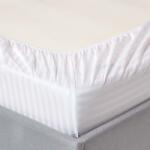 Kotonia Home Husa cu elastic pentru pat Kotonia Home Damasc dungi cu latime de 1 cm, 100% bumbac, Alb, 100x200+20 cm (000674-100)