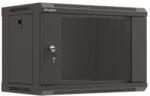Lanberg WF03-5306-10B 19" 6U SZÉL: 540mm MÉLY: 350mm MAG: 370mm lapraszerelt üvegajtós fekete fali rack szekrény - 3bnetwork