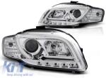 KITT Lightning LED DRL fényszórók Audi A4 B8.5 Facelift (2012-2015) dinamikus szekvenciális irányjelzővel, fekete (HLAUA4B8FH7)