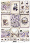  Rizspapír A4 - Provence-i levendulás kollázs, sok kis és közepes kép - ITD R2247