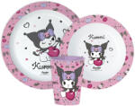 Hello Kitty Kuromi étkészlet, micro műanyag szett, pohárral 260 ml