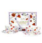 Duo Gift Pipacsos és harangvirágos porcelán csésze aljjal 250 ml - 2 személyes - ajándékdobozban (IMO-DUO-67460)