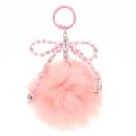Ars Una Plüss táska pompon - 7 cm - rózsaszín gyöngyös masnival (5993120035425)