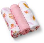BabyOno Bamboo cloth diaper - light pink/feathers 70x70 cm 3 pcs (397/07)