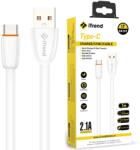 iTrend Cablu Type-C la USB-A, universal, incarcare si date, 2.1A Fast Charging 100cm, Flat format, iTrend CA16T, Alb (6992021101627)