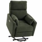 HOMCOM Fotoliu de ridicare cu masaj și încălzire, fotoliu relax electric din teddy-fleece pentru seniori, Verde închis | Aosom Romania (713-241V90DG)