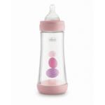 Chicco Biberon cu tetină din silicon Perfect 5 pentru fetițe 300 ml. 0262