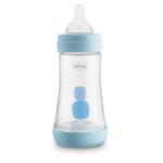 Chicco Biberon cu tetină din silicon Perfect 5 pentru băieți, 240 ml, 0261