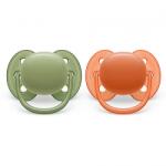 Philips Suzete ortodontice Ultra Soft + cutie de sterilizare (18+ luni) verde/portocaliu, 2 buc. 00A. 0515.015