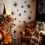  Halloween-i dekoráció - pók szett - öntapadós - fekete - 30 db / csomag (56587A)