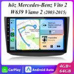 Junsun Autós Multimédia Navigáció Mercedes Vito 2 W639 / Viano 2 2003-2015 4GB+64GB 10" IPS Android Wireless CarPlay Android Auto WiFi
