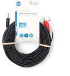 Nedis Cablu audio stereo Nedis CAGL22200BK150, mufă jack de 3, 5 - 2 mufe RCA, lungime 15 m (CAGL22200BK150)
