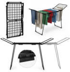 ModernHome Ruhaszárító, ModernHome BJ-1938, fekete, 27 m szárítási terület, teleszkópos, összecsukható, csipesztartóval, 23 kg teherbírás, 60 cm szélesség