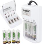 VG Akkumulátortöltő AA és AAA újratölthető elemekhez, 4 db 4700 mAh AA elemmel (6264)