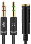 PadForce Cablu splitter audio PadForce, Jack 3.5mm mama la 2 x Jack 3.5mm tata, Lungime 0.3m - Negru