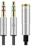 PadForce Cablu splitter audio PadForce, Jack 3.5mm mama la 2 x Jack 3.5mm tata, Lungime 0.3m - Argintiu