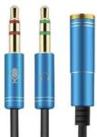 PadForce Cablu splitter audio PadForce, Jack 3.5mm mama la 2 x Jack 3.5mm tata, Lungime 0.3m - Albastru