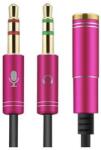 PadForce Cablu splitter audio PadForce, Jack 3.5mm mama la 2 x Jack 3.5mm tata, Lungime 0.3m - Roz