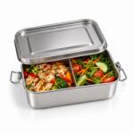 TINKLU Caserolă din Inox 304, Tinklu, 850 ml, cu Capac și Cleme, Garnitură din Silicon Detașabilă, Separator Reglabil, 15 × 11 × 6 cm (TIN-586)