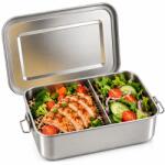 TINKLU Caserolă din Inox 304, Tinklu, 1400 ml, cu Capac și Cleme, Garnitură din Silicon Detașabilă, Separator Reglabil, 20 × 12, 5 × 6 cm (TIN-587)