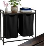 KIK Coș de rufe cu două compartimente, poliță și blat, design loft, 76 l