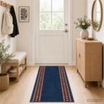 vidaXL Килим с пътека FLORNES Тъкан Синьо 80 x 350 cm ПП 7 mm (42057265)