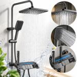 Alista Home Coloana de Dus Alista Home® MELLON, 3 Functii, Efect Ploaie, Para Patrata, Negru (AT1CT-IM1P-RS1S-OD/96604/1)
