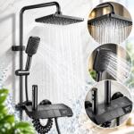 Alista Home Coloana de Dus Alista Home® ATID, Metal, 3 Functii, Efect Ploaie, Para Patrata, Negru (AT1CT-IM1P-RS1S-OD/95510)