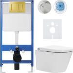 Cerano - Komplett WC szett Profi/Cronus Standard - fényes fehér - WC nyomógomb Classic/Gold - falsík alatti beépítés - 59, 3x38, 4 cm (CER-097323)