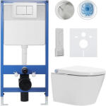 Cerano - Komplett WC-szett Profi/Cronus Premium - fényes fehér - Classic/fehér WC-öblítőlap - előfalas szerelés - 59, 3x38, 4 cm (CER-644644)