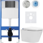 Cerano - Komplett WC-szett Profi/Cronus Standard - fényes fehér - Line WC-öblítő nyomólap/sötétszürke - előtétfalas szerelés - 59, 3x38, 4 cm (CER-287978)