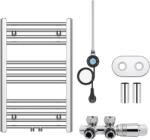 Cerano - Benito fürdőszobai radiátor szett - kombinált fűtéssel, wifi rúddal - központi csatlakozással 50 mm - 300W - króm - 700x450 mm (CER-135767)