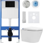 Cerano - Komplett WC szett Profi/Cronus Premium - fehér fényes felülettel - WC nyomógomb Line/fekete fényes felülettel - falsík előtti beépítés -… (CER-913083)