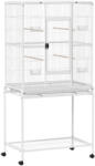 PawHut Colivie portabilă pentru păsări cu 4 hrănitoare și 4 bârne Practică 81 x 48 x 162, 5 cm Alb | Aosom Romania (D10-056V00WT)