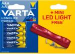 VARTA 4xAA+4xAAA Longlife Power alkáli elem+ LED kulcstartós kislámpa