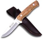 Joker Arrui CO60 Bushcraft Kés 10 cm Pengével, Olajfafogantyúval és Barna Bőrtokkal, Horgászathoz, Vadászathoz, Campinghez (CO60)